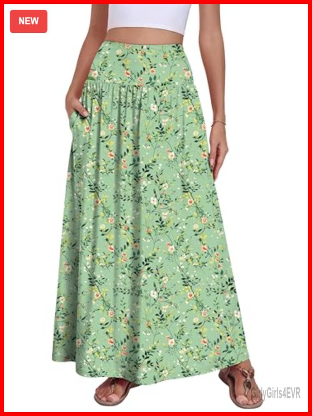 Women's Maxi Long Skirt A-Line High Waist Flowy with Pockets